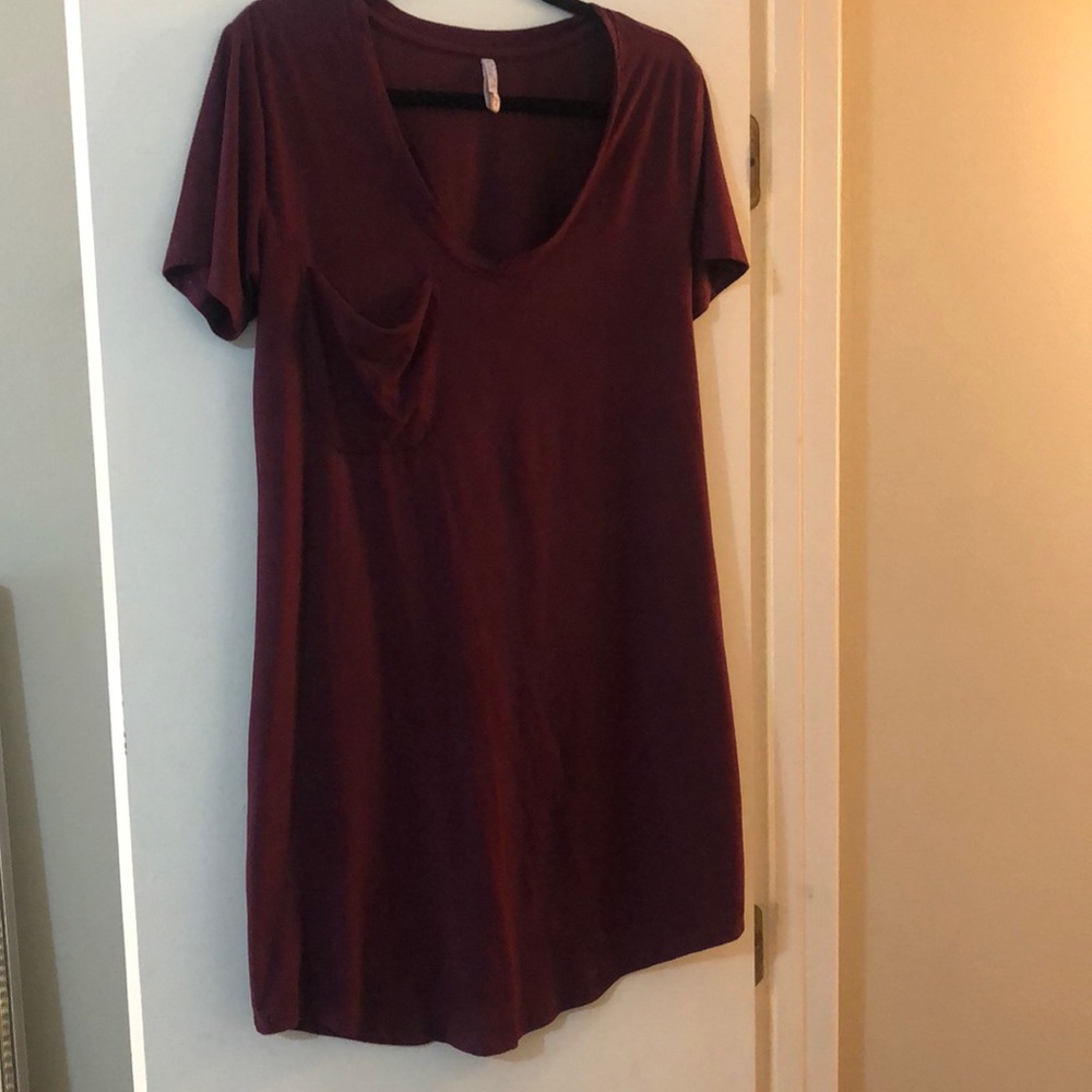 Maroon Z Supply Suede T-Shirt Dress